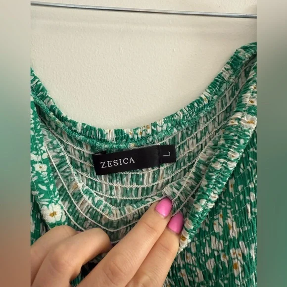 Green Floral Strapless Maxi Dress Size L - Picture 6 of 6